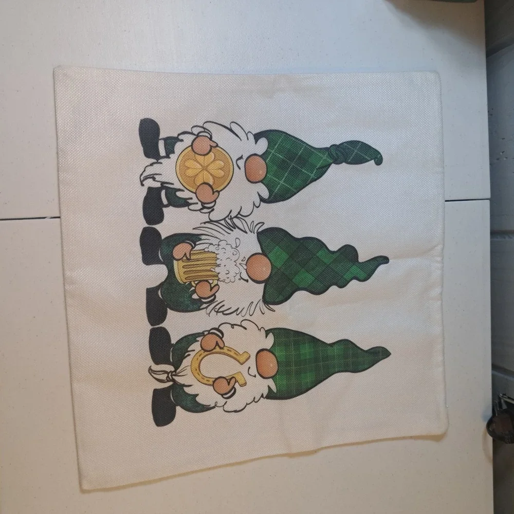 St Patricks Day Throw Pillow Covers 17 x 17 Inch Set of 4 Lucky Green Gold Luck